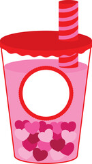 Valentine's Day boba milk tea blank label