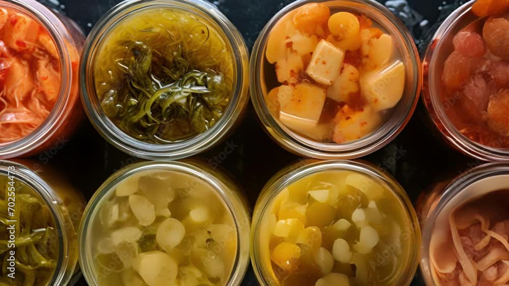 Poster microscopic of the various strains of bacteria and yeast present in a batch of kimchi, highlighting 