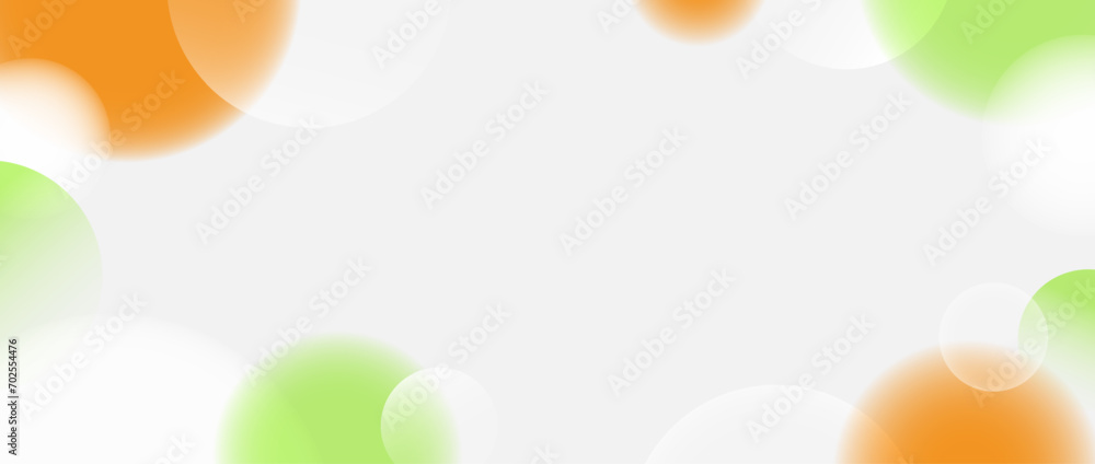 Poster soft matte sphere background. orange, green, white floating bubble ball wallpaper. blur gradient cir