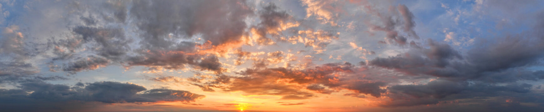 Beautiful summer sunset dramatic sky