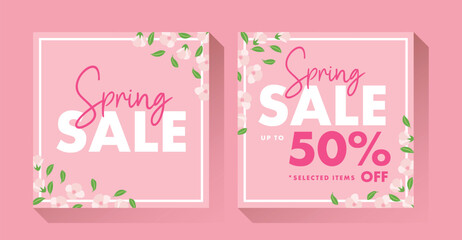 Spring Sale Square Size Banner Template Design