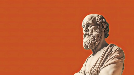 Socrates illustration with empty space for writing quote or text - obrazy, fototapety, plakaty