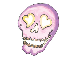 Skull in love with smile tooth 