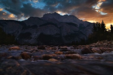 Cloudy Sunrise Over The Banff Mountains