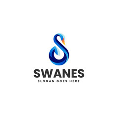 Vector Logo Illustration Swan Gradient Colorful Style