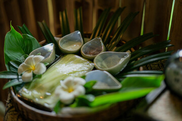 Thai massage oil massage spa room Raw materials for massage Spa compress wellness 