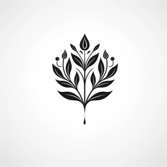 minimalistic logo with branch of a tree plant on white background