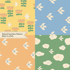 Flying Bird and nature pattern