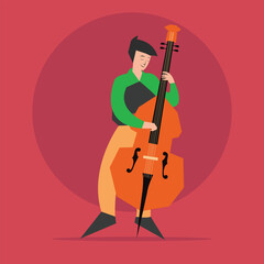 Double bass player vector stock Illustration, Jazz Music Vector, double bass instrument vector