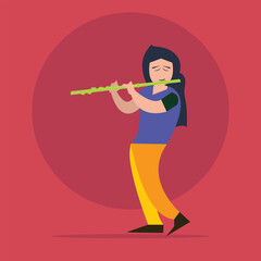 Flute player vector stock Illustration, Jazz Music Vector, flute instrument vector