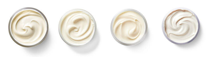 set of White cream top view on isolate transparency background, PNG - obrazy, fototapety, plakaty