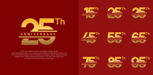 anniversary vector set design with golden color for celebration day
