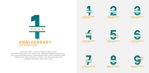 anniversary logotype vector set with green color for special celebration