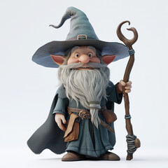 Wizard on a white background. Adorable 3D cartoon character portrait.