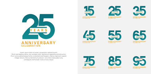 anniversary logotype vector set with green color for special celebration