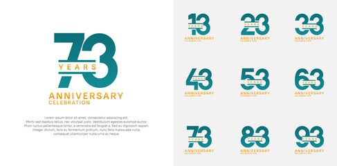 anniversary logotype vector set with green color for special celebration