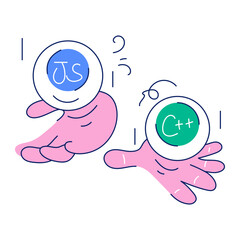 Latest hand drawn mini illustration of script languages 