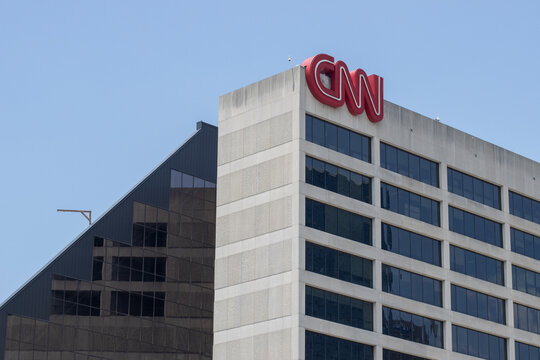 Atlanta, GA, USA - June 14, 2022: Exterior view of the CNN Center in Atlanta, Georgia, the world headquarters of the Cable News Network.