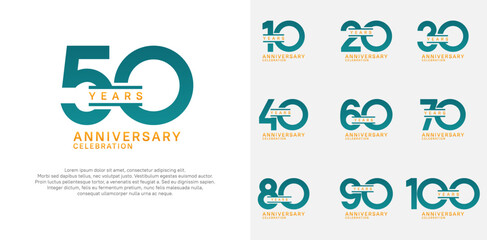 anniversary logotype vector set with green color for special celebration - obrazy, fototapety, plakaty