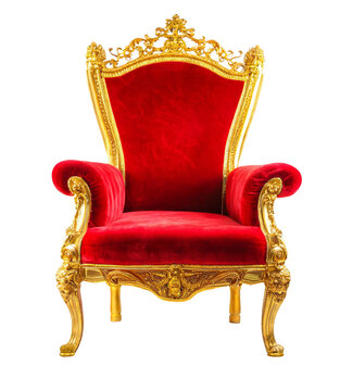 A luxurious throne on which the king sits on a white background