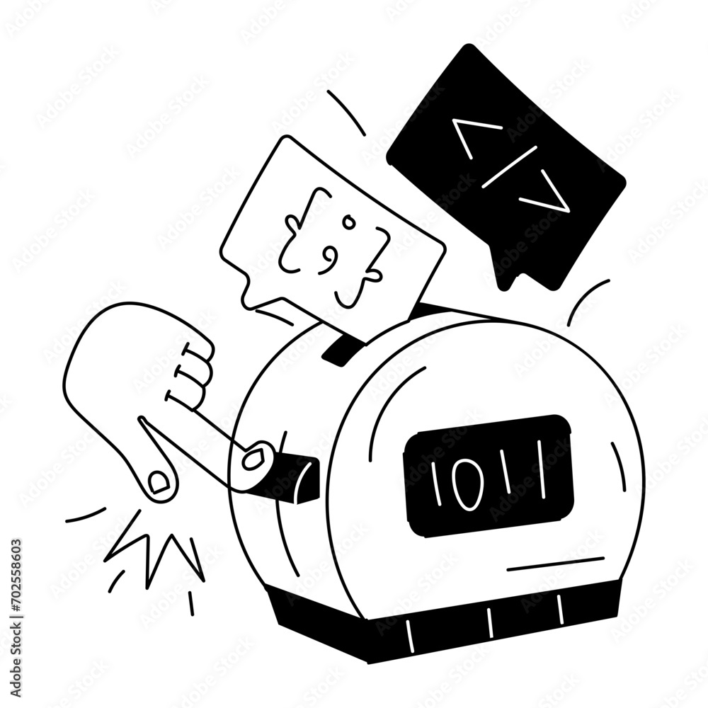 Wall mural get hand drawn mini illustration of machine programming