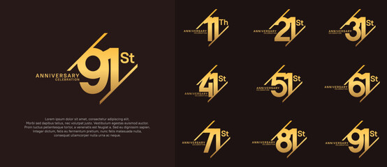 anniversary logotype vector set with golden color can be use for celebration purpose