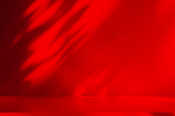 Wall interior background, studio and backdrops show products.with shadow from window color Red...