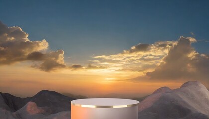 Sunset Dreamscape Display: 3D Podium Background for Products
