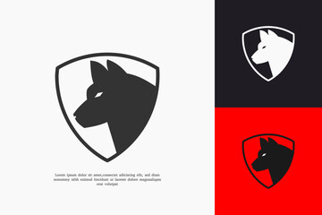 wolf shield logo design template - obrazy, fototapety, plakaty