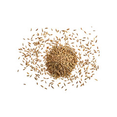 Handful Of Small Brown Cumin Seeds, Isolated Transparent Background