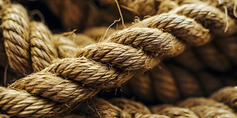 Macro close up of rope texture background - Generative ai