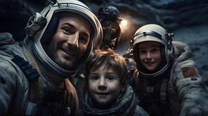 Astronaut family Selfie with camera