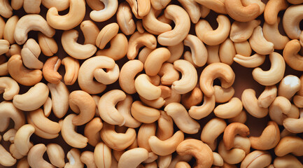 Curves of Nutrition: A Sea of Whole Cashew Nuts, creamy cashew nuts creating a textured, uniform backdrop