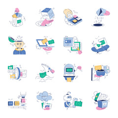 Pack of Web Programming Doodle Mini Illustrations 

