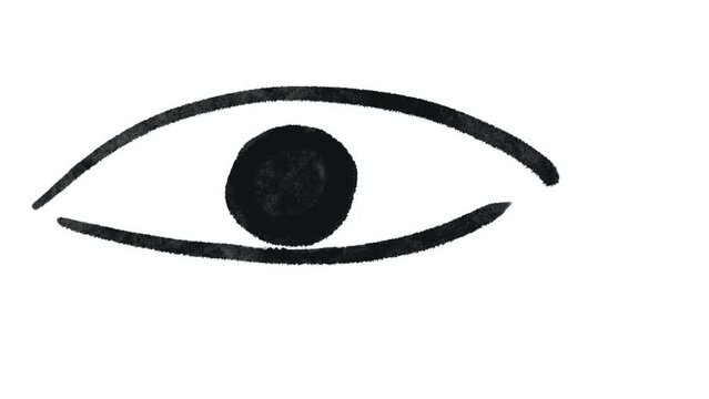 Tears falling from eye, crying eye on white background, 2D animation