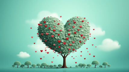 Heart tree valentine's background - 702562862