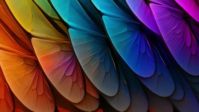 A closeup of a erflys wings, highlighting the structural basis for their vibrant and diverse colors, which are a result of quantum interactions between light and pigments in the wing cells.