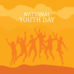 Vector illustration National Youth Day India group of people Editable Post Template
