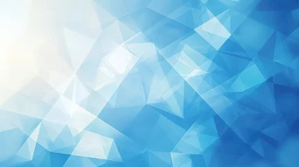 Poster modern abstract blue background design with layers of textured white transparent material in triangle diamond and squares shapes in random geometric pattern © StockWorld