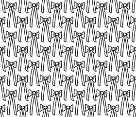 Regular seamless background with bows. Contour drawing