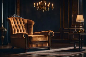 In a vintage setting, a classic armchair sofa couch