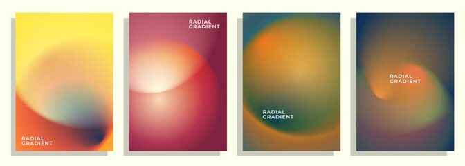 set of colorful radial gradient cover poster background design