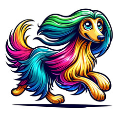 Fototapeta premium Afghan Hound cartoon isolated on white background