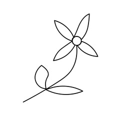 A single flower in doodle style on a white background.
