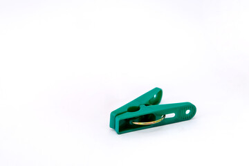 Clothespin isolated on white background.