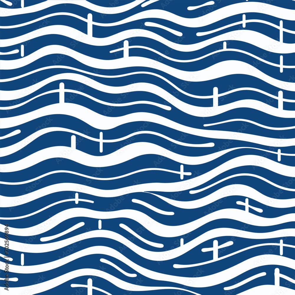 Poster seamless pattern with waves background design