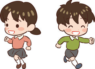 元気に走る子どものイラスト