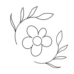 A single flower in doodle style on a white background.