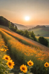 sunrise over the field