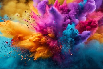 Fototapeta na wymiar Explosive burst of colorful powders